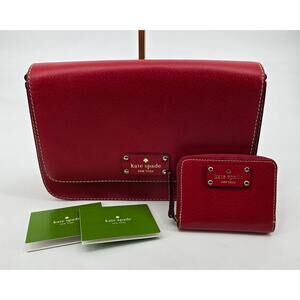 Kate Spade Wellesley Fynn Crossbody & Cara Wallet Set – Geranium Red